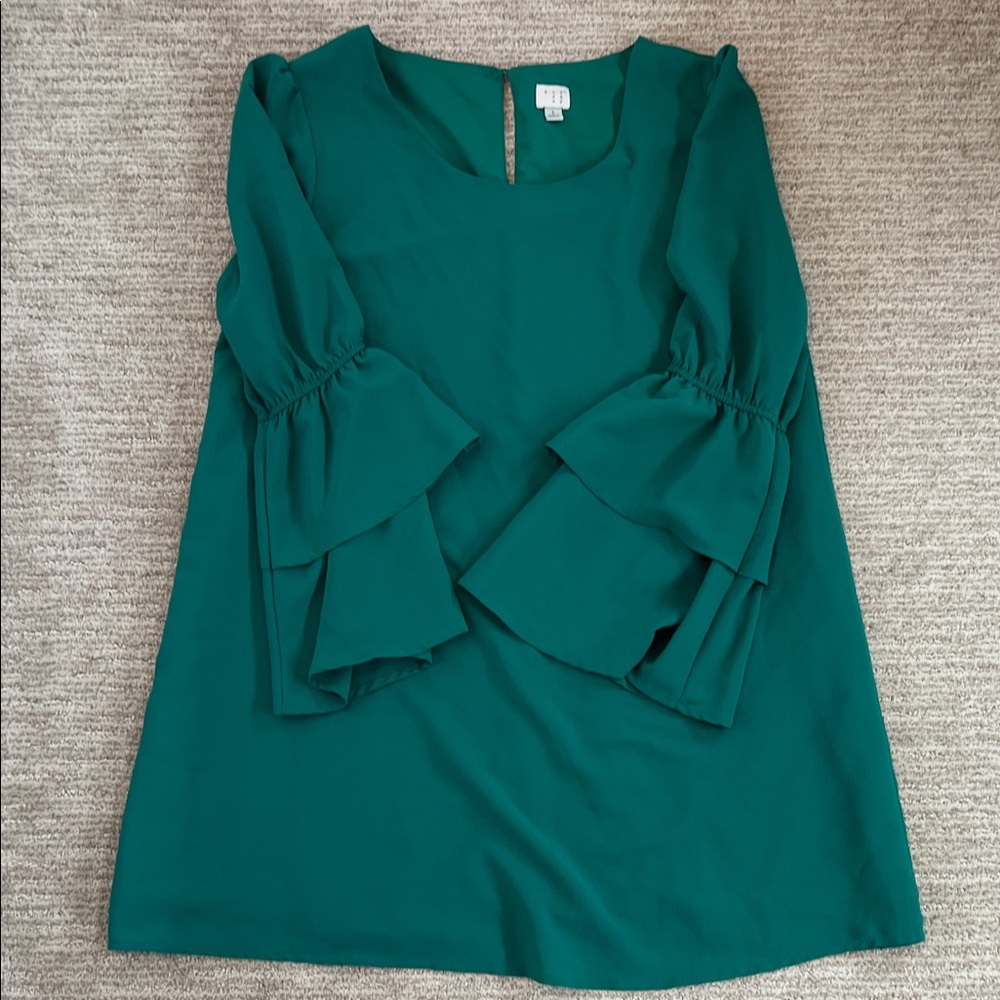 a new day Green Ruffle Sleeve Dress